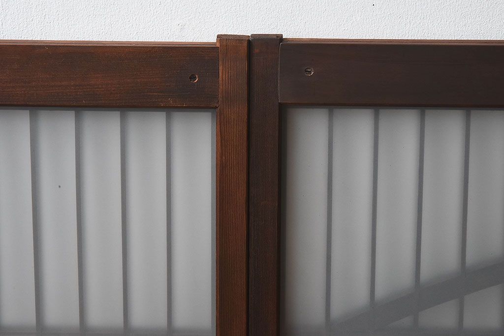 和製アンティーク　美しい扇のデザインが目を惹くガラス戸(引き戸、格子戸)