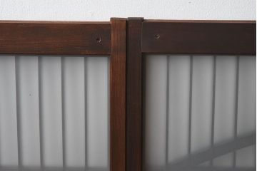 和製アンティーク　美しい扇のデザインが目を惹くガラス戸(引き戸、格子戸)