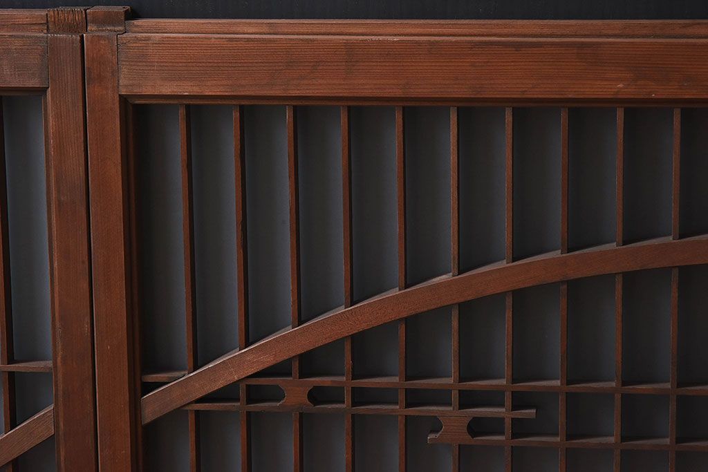 和製アンティーク　美しい扇のデザインが目を惹くガラス戸(引き戸、格子戸)