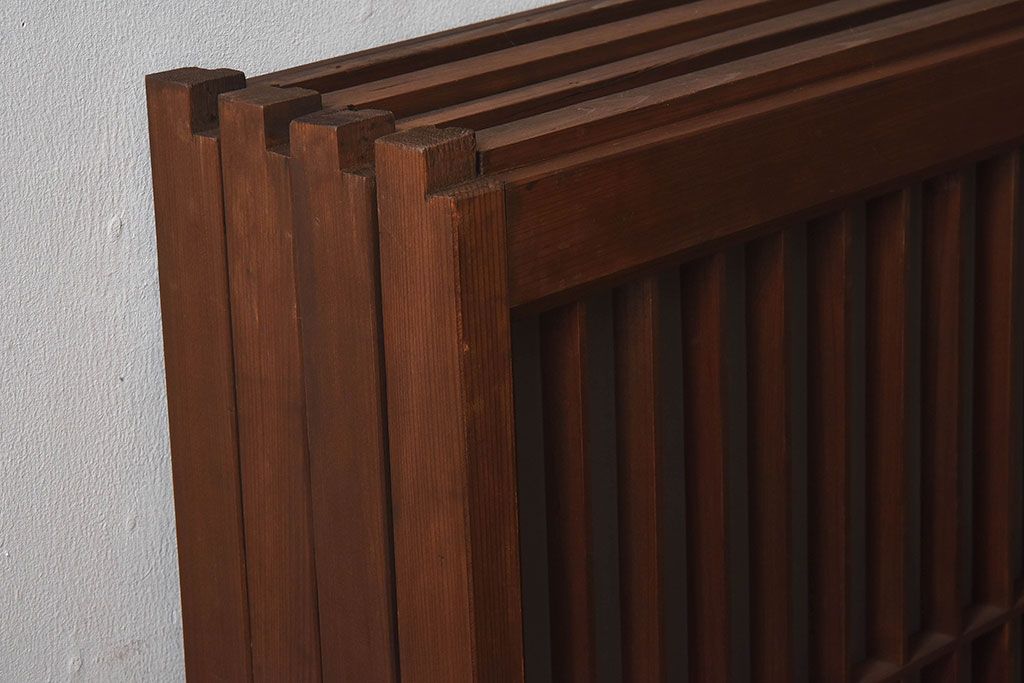 和製アンティーク　美しい扇のデザインが目を惹くガラス戸(引き戸、格子戸)