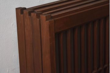 和製アンティーク　美しい扇のデザインが目を惹くガラス戸(引き戸、格子戸)