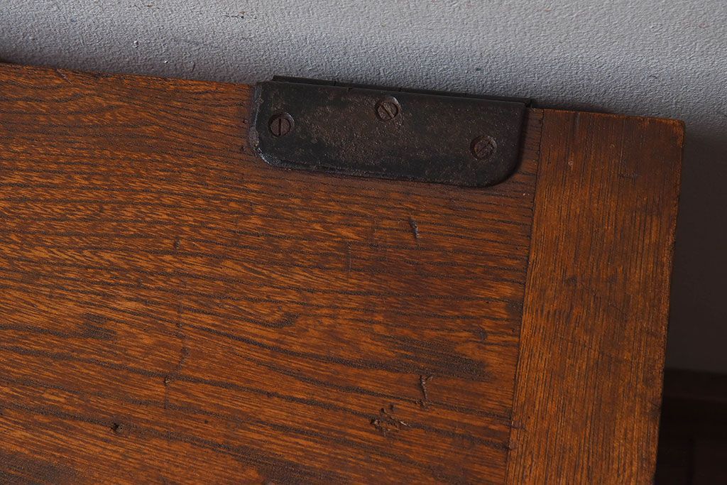 アンティーク雑貨　昭和レトロ　古いタモ材製木箱(ゴミ箱、収納箱)