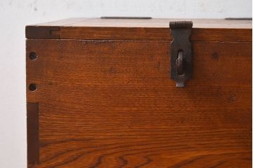 アンティーク雑貨　昭和レトロ　古いタモ材製木箱(ゴミ箱、収納箱)