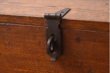 アンティーク雑貨　昭和レトロ　古いタモ材製木箱(ゴミ箱、収納箱)