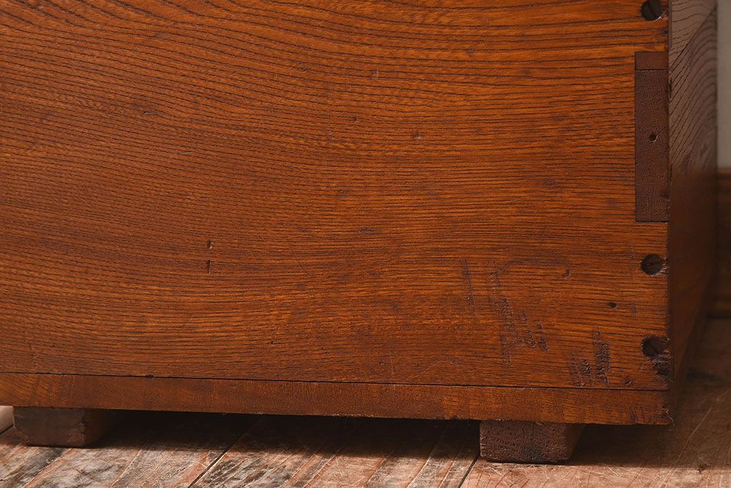 アンティーク雑貨　昭和レトロ　古いタモ材製木箱(ゴミ箱、収納箱)