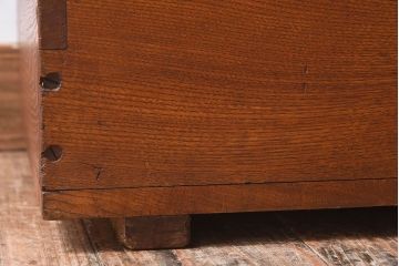 アンティーク雑貨　昭和レトロ　古いタモ材製木箱(ゴミ箱、収納箱)