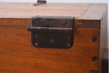 アンティーク雑貨　昭和レトロ　古いタモ材製木箱(ゴミ箱、収納箱)