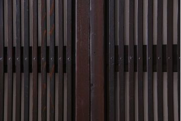 和製アンティーク　古い木のガラス入り格子戸(引き戸、建具)4枚セット