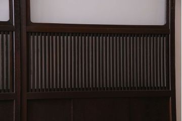 和製アンティーク　古い木のガラス入り格子戸(引き戸、建具)4枚セット