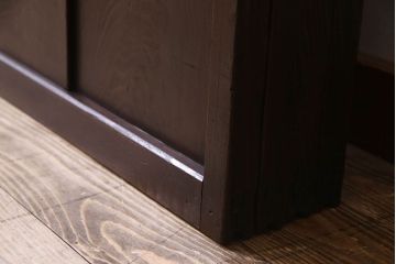 和製アンティーク　古い木のガラス入り格子戸(引き戸、建具)4枚セット