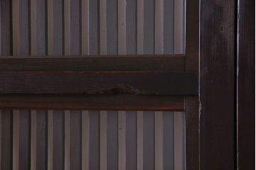 和製アンティーク　古い木のガラス入り格子戸(引き戸、建具)4枚セット