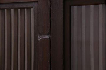 和製アンティーク　古い木のガラス入り格子戸(引き戸、建具)4枚セット