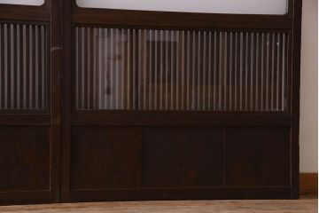 和製アンティーク　古い木のガラス入り格子戸(引き戸、建具)4枚セット