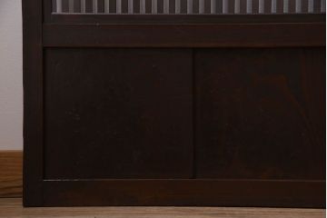 和製アンティーク　古い木のガラス入り格子戸(引き戸、建具)4枚セット