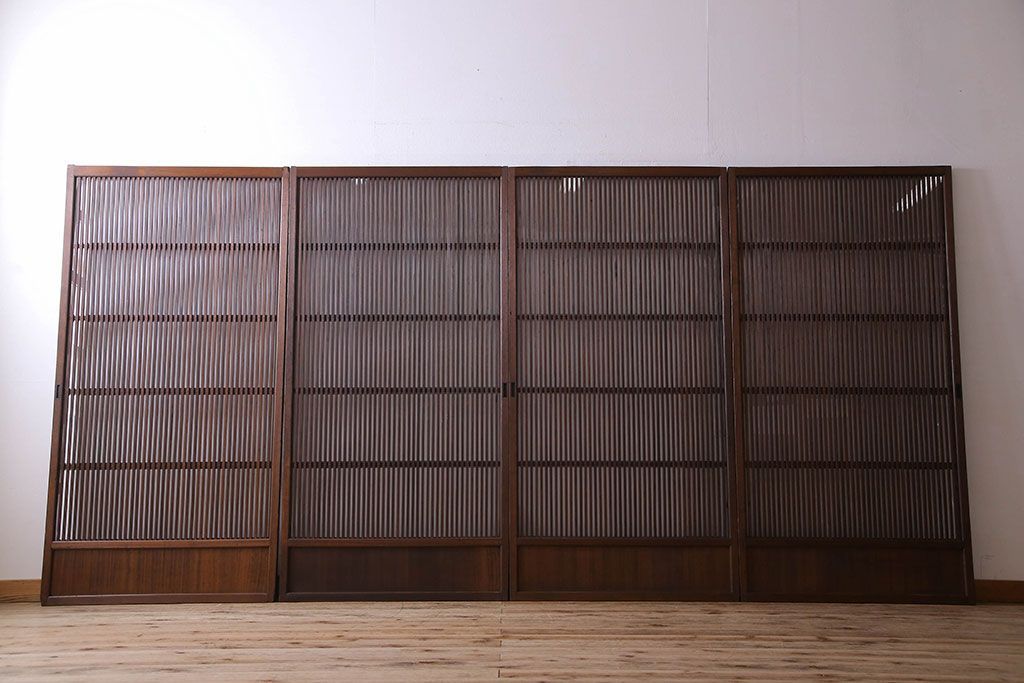 【S様ご成約分】和製アンティーク　和モダンなガラス入り格子戸(引き戸、建具)