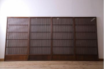 【S様ご成約分】和製アンティーク　和モダンなガラス入り格子戸(引き戸、建具)