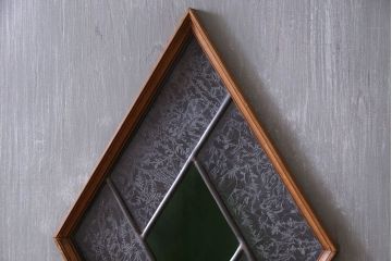 アンティーク雑貨　ラフジュ工房オリジナルステンドグラス　ペイント建具　ステンドグラス入り板戸(引き戸)2枚セット