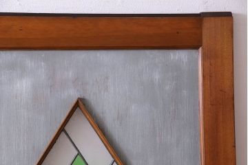 アンティーク雑貨　ラフジュ工房オリジナルステンドグラス　ペイント建具　ステンドグラス入り板戸(引き戸)2枚セット