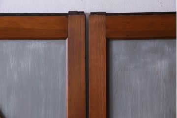 アンティーク雑貨　ラフジュ工房オリジナルステンドグラス　ペイント建具　ステンドグラス入り板戸(引き戸)2枚セット