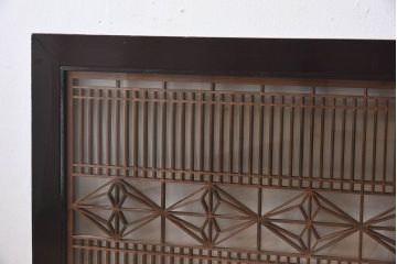 アンティーク雑貨　和製アンティーク　古い木製のガラス書院欄間(明かり取り、明り取り)(2)