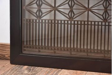 アンティーク雑貨　和製アンティーク　古い木製のガラス書院欄間(明かり取り、明り取り)(2)