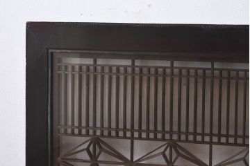 アンティーク雑貨　和製アンティーク　古い木製のガラス書院欄間(明かり取り、明り取り)(1)