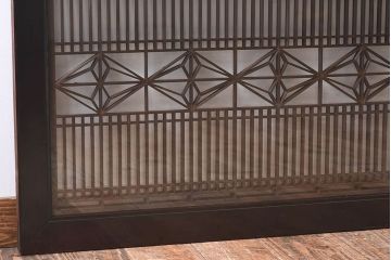 アンティーク雑貨　和製アンティーク　古い木製のガラス書院欄間(明かり取り、明り取り)(1)