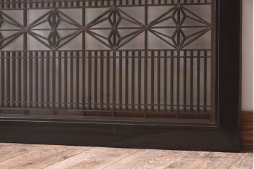 アンティーク雑貨　和製アンティーク　古い木製のガラス書院欄間(明かり取り、明り取り)(1)