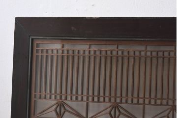 アンティーク雑貨　和製アンティーク　古い木製のガラス書院欄間(明かり取り、明り取り)(1)