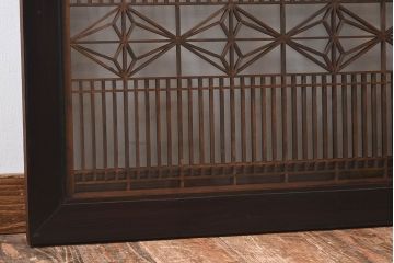 アンティーク雑貨　和製アンティーク　古い木製のガラス書院欄間(明かり取り、明り取り)(1)