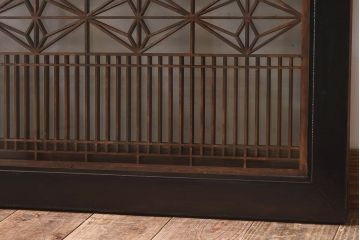 アンティーク雑貨　和製アンティーク　古い木製のガラス書院欄間(明かり取り、明り取り)(1)