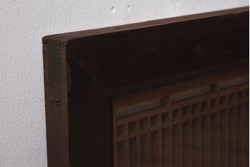 アンティーク雑貨　和製アンティーク　古い木製のガラス書院欄間(明かり取り、明り取り)(1)
