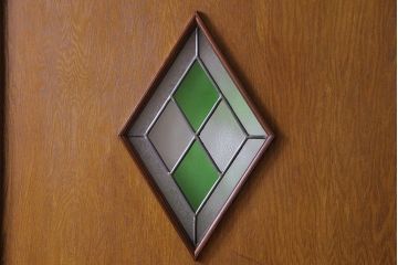 和製アンティーク　ラフジュ工房オリジナルステンドグラス　美しいステンドグラス入り板戸(引き戸、建具)(2)