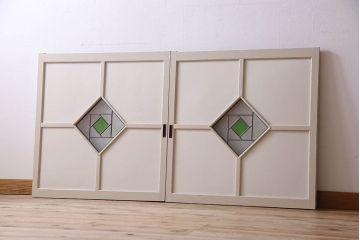 ペイント建具　優しい色合いが素敵な引き戸2枚セット(窓、仕切り戸)(R-026224)