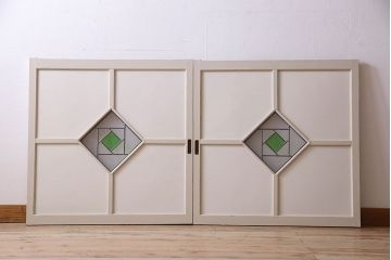 ペイント建具　優しい色合いが素敵な引き戸2枚セット(窓、仕切り戸)(R-026224)