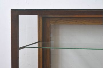 レトロ家具　昭和レトロ　5面ガラス!ナラ材　木味が魅力的なガラスショーケース(飾り棚、陳列棚)