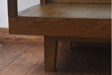 レトロ家具　昭和レトロ　5面ガラス!ナラ材　木味が魅力的なガラスショーケース(飾り棚、陳列棚)