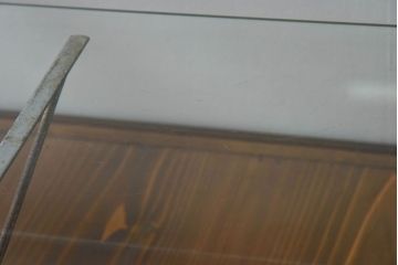 レトロ家具　昭和レトロ　5面ガラス!ナラ材　木味が魅力的なガラスショーケース(飾り棚、陳列棚)