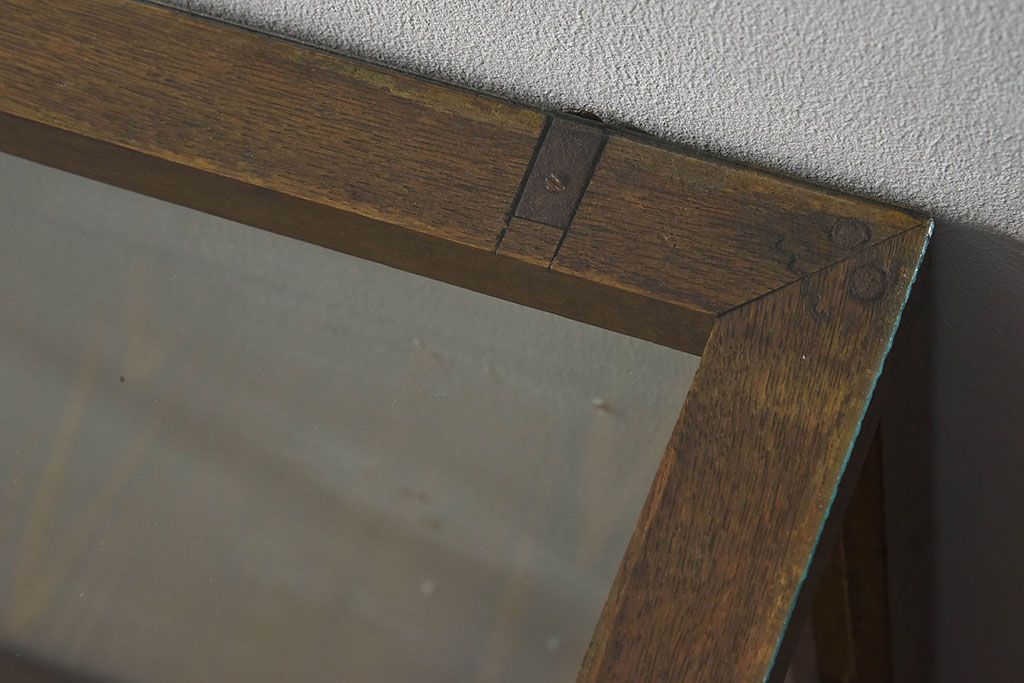 レトロ家具　昭和レトロ　5面ガラス!ナラ材　木味が魅力的なガラスショーケース(飾り棚、陳列棚)