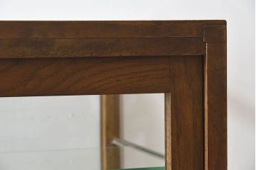 レトロ家具　昭和レトロ　5面ガラス!ナラ材　木味が魅力的なガラスショーケース(飾り棚、陳列棚)