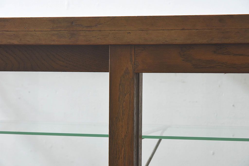 レトロ家具　昭和レトロ　5面ガラス!ナラ材　木味が魅力的なガラスショーケース(飾り棚、陳列棚)