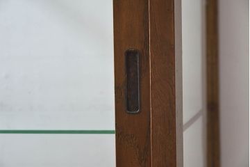 レトロ家具　昭和レトロ　5面ガラス!ナラ材　木味が魅力的なガラスショーケース(飾り棚、陳列棚)