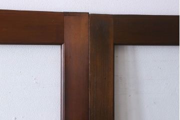 和製アンティーク　腰板ケヤキ材　味わいのある木味のガラス戸(引き戸)4枚組