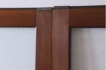 和製アンティーク　腰板ケヤキ材　味わいのある木味のガラス戸(引き戸)4枚組