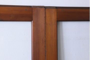 和製アンティーク　腰板ケヤキ材　味わいのある木味のガラス戸(引き戸)4枚組