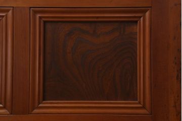 和製アンティーク　腰板ケヤキ材　味わいのある木味のガラス戸(引き戸)4枚組