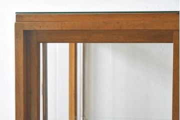 レトロ家具　昭和レトロ　大型　ナラ材　温かみのある雰囲気のガラスショーケース(飾り棚、陳列棚)