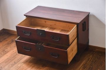 アンティーク家具　和製アンティーク　和モダンな箪笥ローボード(衣装箪笥、引き出し、ローチェスト)