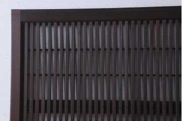 和製アンティーク　裏障子付き　ガラス帯の格子戸(引き戸、建具)2枚セット