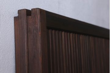 和製アンティーク　裏障子付き　ガラス帯の格子戸(引き戸、建具)2枚セット